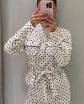 Zara Black White Polka Dot Shirt Jacket Women BNWT 2010/708 - $134.26