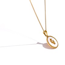 Yhpup Stainless Steel Flower Pendant Necklace Trendy Natural Shell Round Collar  - £14.09 GBP