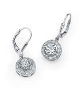 PalmBeach Jewelry 2.51 TCW Cubic Zirconia .925 Sterling Silver Halo Earr... - £26.67 GBP