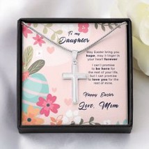 To My Daughter From Mom Easter Message Card Cross Necklace Gift - £43.00 GBP