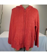 St. Johns Bay Women Salmon Colored Cable Knit Full Zip Hooded Jacket Siz... - $19.35