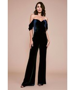 Tadashi Shoji Navy Blue NEESHA Velvet Off the Shoulder Jumpsuit SZ XS New - $159.20