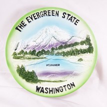 The Evergreen State Washington Mt Rainer Souvenir Plate Ceramic Vintage - £11.85 GBP