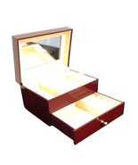 Vintage Wood Jewelry Box with Mirror Drawer Vanity Box - £18.50 GBP