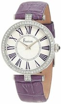 NEW Freelook HA1025-6 Womens Crystal Bezel Silver Dial Purple Leather Band Watch - £33.26 GBP