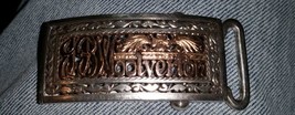 Vintage Belt Buckle JB Woolverton 2 Tone Metal From Texas? - £39.32 GBP