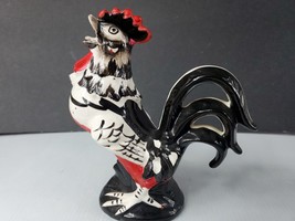 Rare Vintage Painted Mid-Century Pottery ROOSTER Figurine C9 - £15.97 GBP