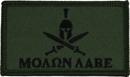 MOLON LABE SWORD HELMET OD GREEN 2 X 3  EMBROIDERED PATCH WITH HOOK LOOP - $29.99
