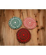 Christmas Peppermint Candy Coasters, Handmade Crochet Christmas Spirit Coasters - $5.99