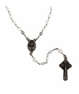 BEAUTIFUL SACRED HEART OF JESUS ROSARY WITH GLASS BEADS IN LEAD FREE PEWTER - £22.79 GBP