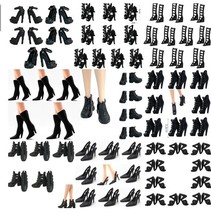 50 pairs of All Black Shoes for Fashion Dolls - $17.81