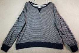 Stars Above Oversized Shirt Top Womens Large Blue Striped Knit Rayon Long Sleeve - £12.24 GBP