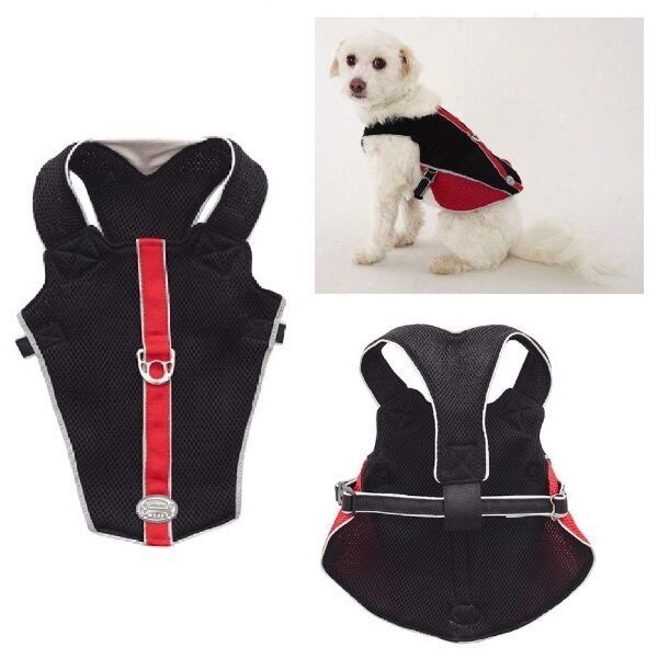 REFLECTIVE BREATHABLE MESH HARNESS for DOGS - Red & Black Medium - CLOSEOUT - £24.62 GBP