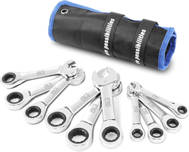 Stubby Ratcheting Combination Wrench Set, 10-Piece 8-19Mm Metric Chrome Vanadium - £36.19 GBP