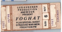 Foghat Concert Ticket Stub June 9 1978 Syracuse New York - £27.24 GBP