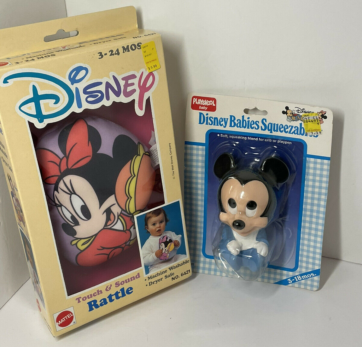 Primary image for Disney Baby Mickey Minnie new vintage old stock rattles toys