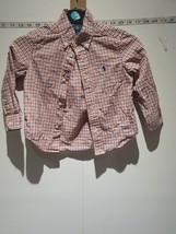 RALPH LAUREN blue Long Sleeve Shirt size 2/2T Boys Toddlers 100% Cotton Checked - £11.80 GBP