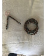 Multicolored glass beaded memory wire bracelet and matching dangle earrings - €43,43 EUR
