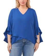 Plus Womens Flutter-Sleeve V-Neck Blouse - $28.76