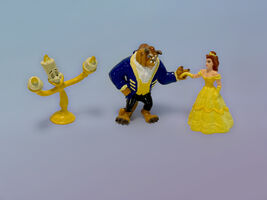 Disney Beauty and the Beast PVC Figures 1991 Belle Beast Lumiere 3pc - $9.99