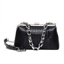 Small Stone Pattern PU Leather Crossbody Bags for Women 2022 Fashion Thick Chain - £33.46 GBP