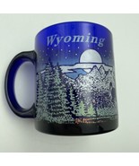 Wyoming Mug Blue Glass Cowboy Mountains Coffee Tea Travel Northwest  3.7... - $23.82 CAD