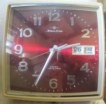 Silicon Clock 4 Jewels Tokyo Tokei Pre Seiko Vibrant Maroon Wall Clock Date Day - £74.63 GBP
