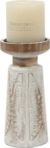 White Wash Wooden Candle Holders Pillar, Farmhouse Candle Holders Handcarved - £7.82 GBP