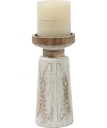 White Wash Wooden Candle Holders Pillar, Farmhouse Candle Holders Handca... - £7.66 GBP
