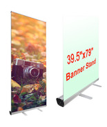 Instahibit 39.5&quot;X79&quot; Retractable Roll Up Banner Stand Trade Show Sign Di... - £66.30 GBP