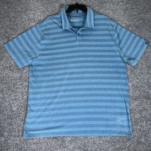 Under Armour Polo Shirt Mens 2XL Blue Striped Loose Heatgear Golf Short ... - $14.71