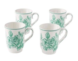 Four (4) Pioneer Woman ~ AGATHA GREEN ~ Stoneware Mugs ~ 3.25&quot; x 4.5&quot; - $60.00