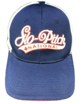 Slo-Pitch National Embroidered Adjustable Baseball Cap Hat Navy Blue / White New - £9.65 GBP