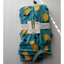 NWT Sleep Pants with Pockets Women 3XL Teal Yellow Lemons Print Mad Engine - £7.91 GBP