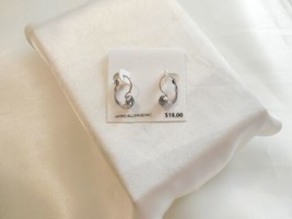 Department Store 7/8" SilverTone Crystal Leverback Earrings F440 - $8.63