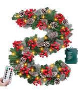 Remote Control&amp;Timer&amp;8 Modes 9Ft by 10 Inch 50 LED Prelit Christmas Garland - $30.99