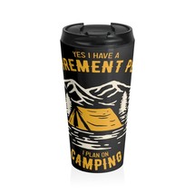 Camping Lover Travel Mug - Stainless Steel, 15oz, Black Lid - Perfect for Outdoo - £28.97 GBP