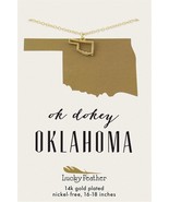 Oklahoma Shaped State Necklace 14K Gold Dipped Pendant on Adjustable 16 ... - $49.19