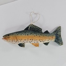 Vintage Wood Rainbow Trout Fish Catch Hanging Christmas Ornament 6&quot; - £10.34 GBP