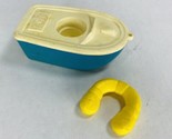 Vintage Fisher Price Little People Blue &amp; White Dingy Boat with Yellow F... - $11.99
