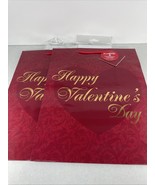 Happy Valentine's Day Large Paper Gift Bag Tote with Tissue Sheets 12" Lot of 2 - $8.00