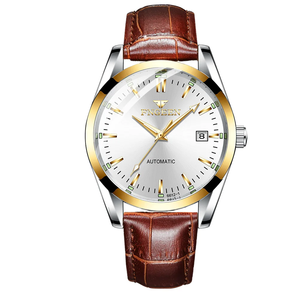 FNGEEN Mens Automatic Mechanical  Self Windign Male Clock  Fashion Business Watc - £48.08 GBP