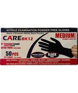 Care Black Nitrile Examination Powder Free Gloves Medium 12&quot; Extended 50... - £9.49 GBP