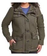 Levi&#39;s Utility Jacket Womens 3XL GreenTrendy Plus Size Cotton Hood Quilt... - $123.74