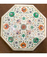 16&quot; White Marble Coffee Table Top Lapis Lazuli Inlay  Precious Mother of... - $1,243.95 CAD