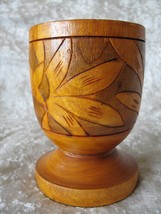Rare! Hawaiian Wood Turning Flower Vase Hand Carved with Bird of Paradise Flower - £44.00 GBP