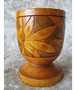 Rare! Hawaiian Wood Turning Flower Vase Hand Carved with Bird of Paradise Flower - $55.05