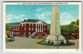 Carter County Court House Momument Elizabethon Tennessee Postcard Linen Unposted - £8.20 GBP