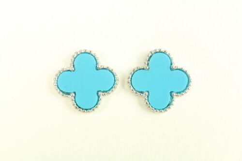 Medium Silver Plated Turquoise Motif Earrings