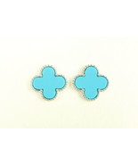 Medium Silver Plated Turquoise Motif Earrings - $35.00